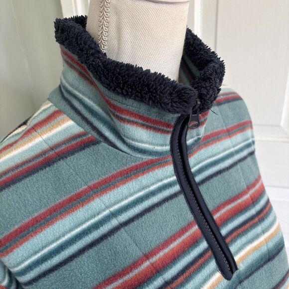 Bit Bridle Pullover Womens Medium Blue Striped Fleece 1/4 Zip Sweater Large - Picture 2 of 5